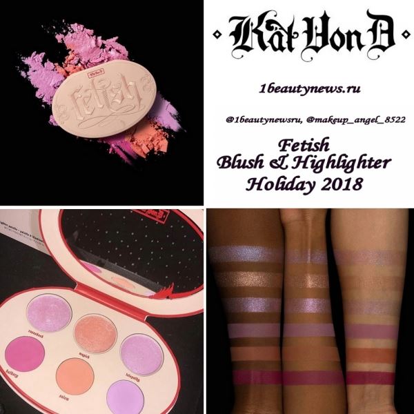 Рождественская палетка для лица Kat Vond D Fetish Blush & Highlighter Holiday 2018: информация и свотчи